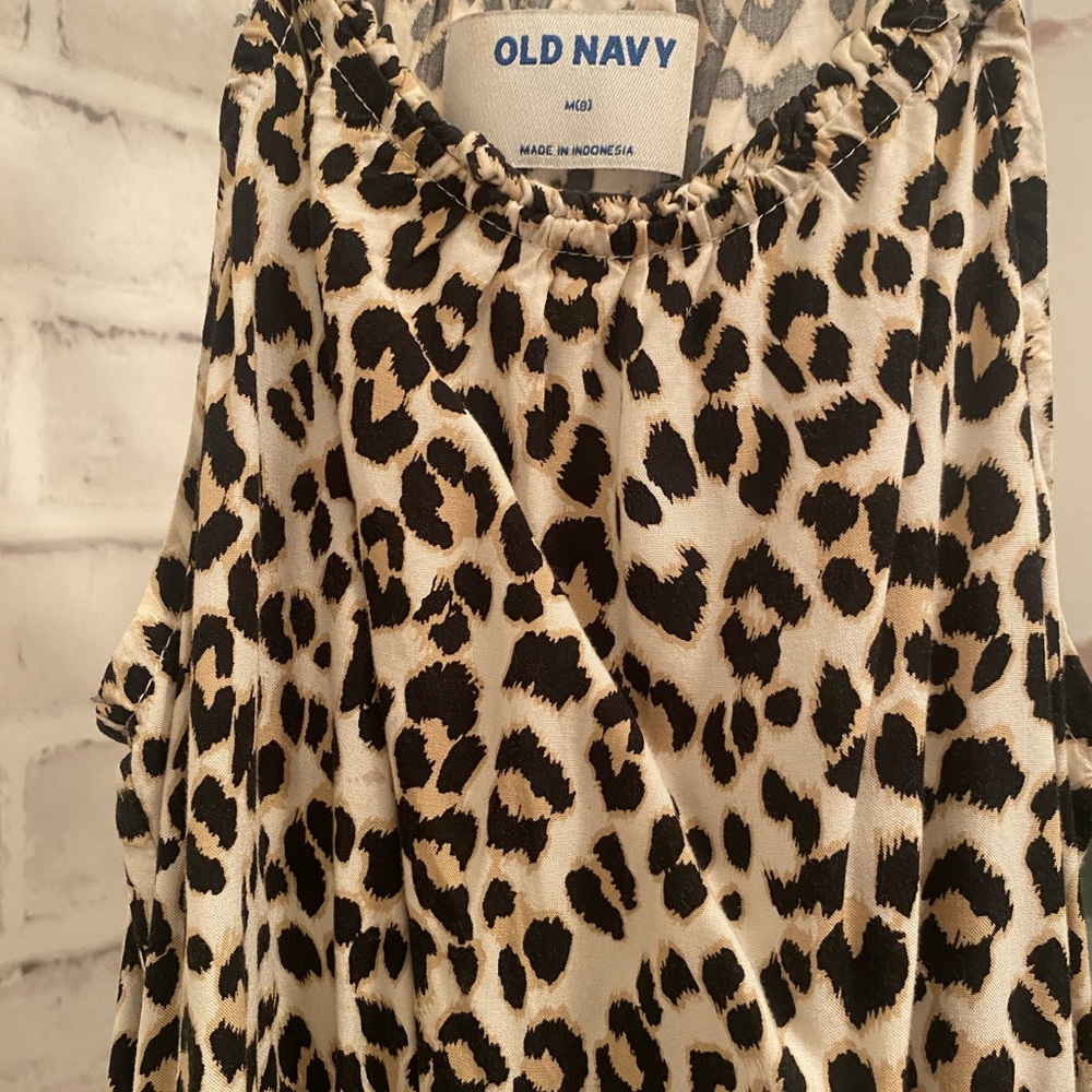 Old Navy Black and Cream Animal Print Blouse